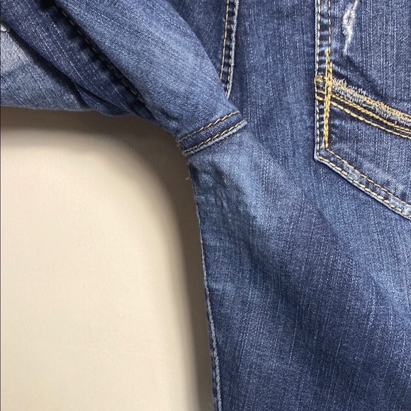 Women's Silver Suki Fluid Denim Buckle Distressed Blue Jeans W33/L31 Skinny - Picture 7 of 10